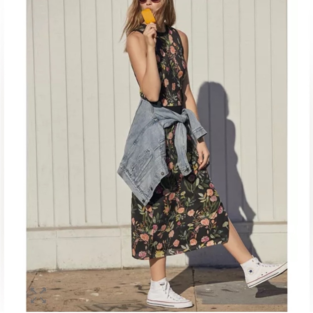 Theory Silk Combo Floral Dress Size Medium - Picture 4 of 12